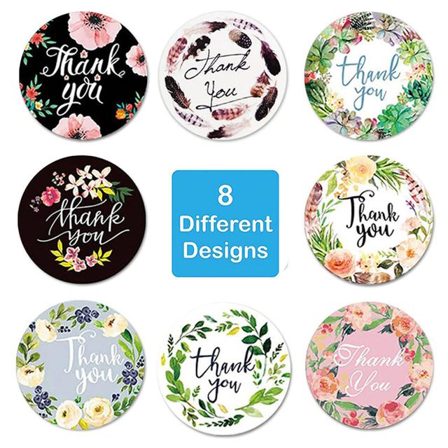 Wownect 8 Color Thankyou Sticker Round [1inch][1000 Stickers] Labels For Envelope Seals, Packing Seals, cards, Gift Boxes, Shopping Bags, Bouquets, Cardboard Decoration - SW1hZ2U6NjM4MDk0