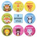 مجموعة ملصقات (ستيكرات) دائرية تشجيعية للأطفال 1000 قطعة Adorable Animal Encouragement Stationery Stickers Round [1 inch][1000 Pcs Labels] - Wownect - SW1hZ2U6NjM4MTIw