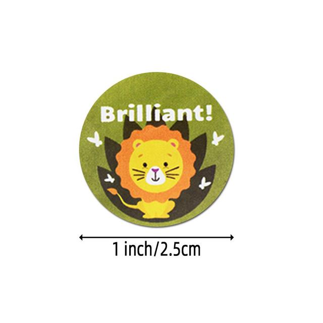 مجموعة ملصقات (ستيكرات) دائرية تشجيعية للأطفال 1000 قطعة Adorable Animal Encouragement Stationery Stickers Round [1 inch][1000 Pcs Labels] - Wownect - SW1hZ2U6NjM4MTIy