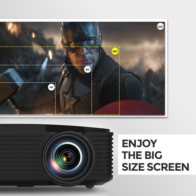 Wownect Android Projector With 150 Inch Projector Screen [ 550 ANSI Lumens ] WIFI 1080P 4K-Supported Home Theater Video Projector Compatible with TV Stick, Set Top Box, HDMI, USB, Laptop, Gaming - SW1hZ2U6NjM4MTUz