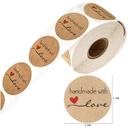 Wownect Brown Kraft Paper Labels Stickers Handmade With Love [1inch Sticker][500 Pcs Labels] for Baking Packaging, Envelope Seals, Birthday, Party Gift Wrap, Brown Tags for Wedding - SW1hZ2U6NjM4MjE3