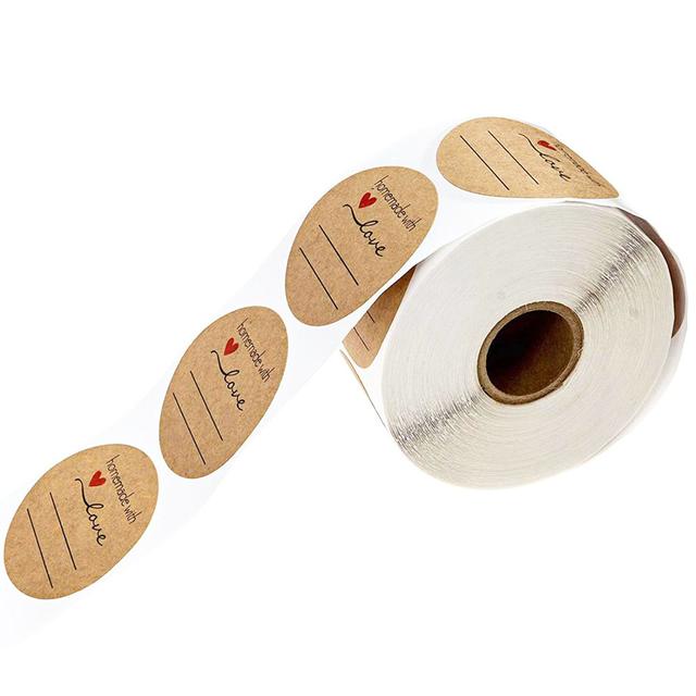 Wownect Brown Kraft Paper Labels Stickers Homemade With Love [1inch][1000 Pcs Labels] for Baking Packaging, Envelope Seals, Birthday, Party Gift Wrap, Brown Tags for Wedding - SW1hZ2U6NjM4MjYy