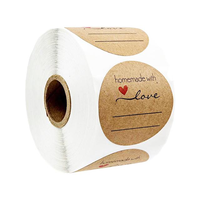 مجموعة ملصقات (ستيكرات) هاند ميد بني 500 قطعة Brown Kraft Paper Labels Stickers Handmade With Love [1inch Sticker][500 Pcs Labels] – Wownect - SW1hZ2U6NjM4Mjc1