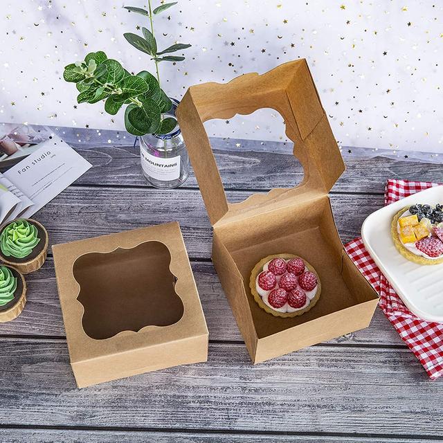 علب كرتون مقوى كرافت للمخبوزات 20 قطعة Cardboard Gift Boxes Kraft Paper Boxes with Unique Shape [Pack of 20] - Wownect - SW1hZ2U6NjM4MzU5