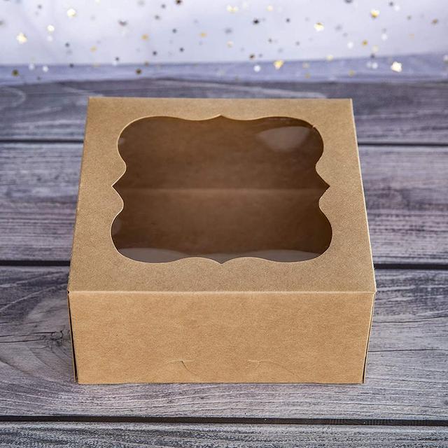 Wownect Cardboard Gift Boxes Kraft Paper Boxes with Unique Shape [4x4x2.5 Inch][Pack of 20] Cake Box For Kids Muffins Cookies Party Favor Treats and Jewelry Packaging - SW1hZ2U6NjM4MzYx