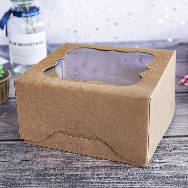 Wownect Cardboard Gift Boxes Kraft Paper Boxes with Unique Shape [4x4x2.5 Inch][Pack of 20] Cake Box For Kids Muffins Cookies Party Favor Treats and Jewelry Packaging - SW1hZ2U6NjM4MzY0