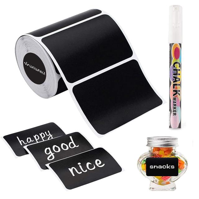 Wownect Chalkboard Label Sticker With Gold Rectangle [2.3x1.5 Inch][120 Pcs Waterproof][ 1 Rolls 1 Gold Chalk Marker ] for Mason Jars, Glass, Cups, Containers, Kitchen, Laundry Room - SW1hZ2U6NjM4Mzky