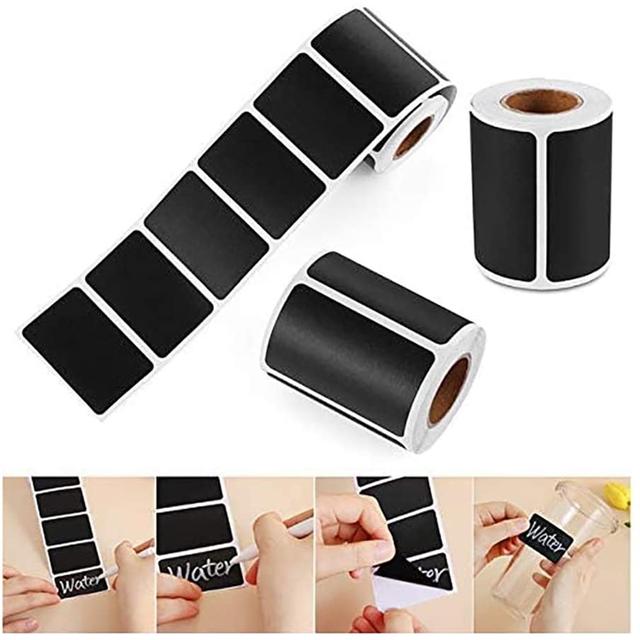 Wownect Chalkboard Label Sticker With Silver Rectangle [2.3x1.5 Inch][120 Pcs Waterproof][ 1 Rolls 1 Silver Chalk Marker ] for Mason Jars, Glass, Cups, Containers, Kitchen, Laundry Room - SW1hZ2U6NjM4NDEx