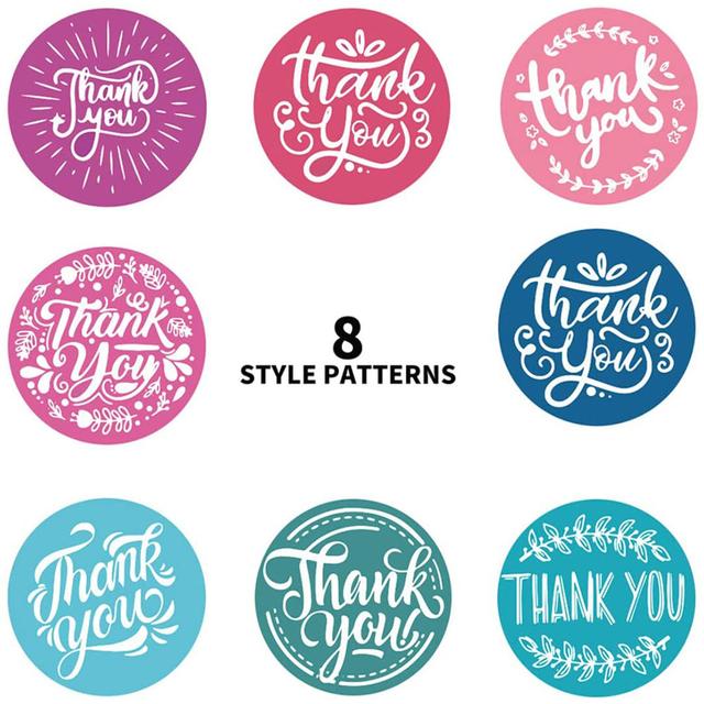 مجموعة ملصقات (ستيكرات) شكر دائرية ملونة 500 قطعة Colorful Thank You Sticker Round [1 inch][500 Stickers] Labels - Wownect - SW1hZ2U6NjM4NTU2