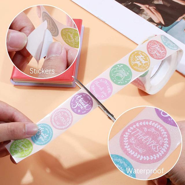 Wownect Colorful Thankyou Sticker Round [1inch][500 Stickers] Labels For Envelope Seals, Packing Seals, cards, Gift Boxes, Shopping Bags, Bouquets, Cardboard Decoration - SW1hZ2U6NjM4NTU4