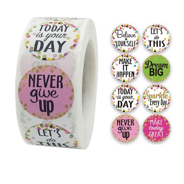 Wownect Encouragement Stationary Stickers Motivation Round [1inch][500 Pcs Labels] Labels For Envelope Seals, Packing Seals, cards, Gift Boxes, Shopping Bags, Bouquets, Cardboard Decoration - SW1hZ2U6NjM4NTc0