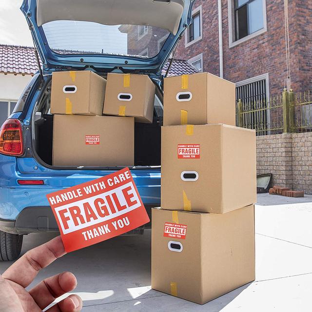 ملصقات تحذيرية للمواد القابلة للكسر (الهشة) 1000 قطعة Fragile Sticker [HANDLE WITH CARE - FRAGILE - THANK YOU] [2x3inch][1000 Stickers] - Wownect - SW1hZ2U6NjM4NjY2