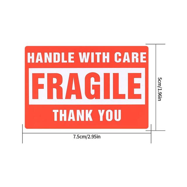 ملصقات تحذيرية للمواد القابلة للكسر (الهشة) 500 قطعة Fragile Sticker [HANDLE WITH CARE - FRAGILE - THANK YOU] [2x3inch][500 Stickers] - Wownect - SW1hZ2U6NjM4Njc3