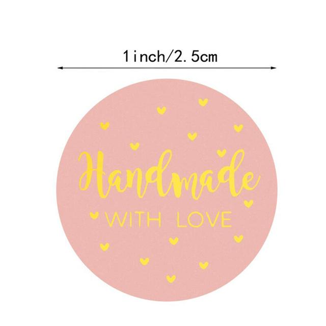 Wownect Handmade with Love Stickers Round [1inch][1000 Pcs Labels] Labels For Envelope Seals, Packing Seals, cards, Gift Boxes, Shopping Bags, Bouquets, Cardboard Decoration - SW1hZ2U6NjM4NzA5