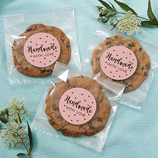 Wownect Handmade with Love Stickers Round [1inch][500 Pcs Labels] Labels For Envelope Seals, Packing Seals, cards, Gift Boxes, Shopping Bags, Bouquets, Cardboard Decoration - SW1hZ2U6NjM4NzI2