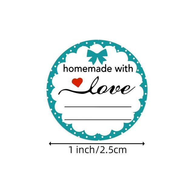 مجموعة ملصقات (ستيكرات) هاند ميد 500 قطعة Handmade with Love Stickers Round [1inch][500 Pcs Labels] - Wownect - SW1hZ2U6NjM4ODA5