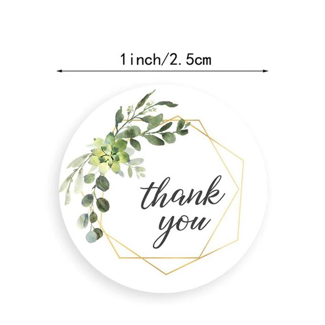Wownect Leaf Design Thankyou Sticker Round [1inch][1000 Stickers] Labels For Envelope Seals, Packing Seals, cards, Gift Boxes, Shopping Bags, Bouquets, Cardboard Decoration - SW1hZ2U6NjM4ODE0