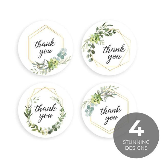 Wownect Leaf Design Thankyou Sticker Round [1inch][1000 Stickers] Labels For Envelope Seals, Packing Seals, cards, Gift Boxes, Shopping Bags, Bouquets, Cardboard Decoration - SW1hZ2U6NjM4ODE4