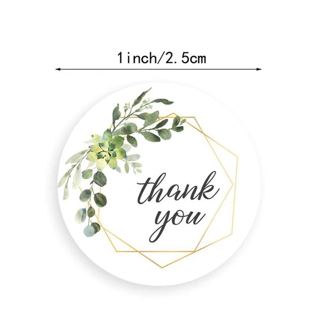 Wownect Leaf Design Thankyou Sticker Round [1inch][500 Stickers] Labels For Envelope Seals, Packing Seals, cards, Gift Boxes, Shopping Bags, Bouquets, Cardboard Decoration - SW1hZ2U6NjM4ODMx