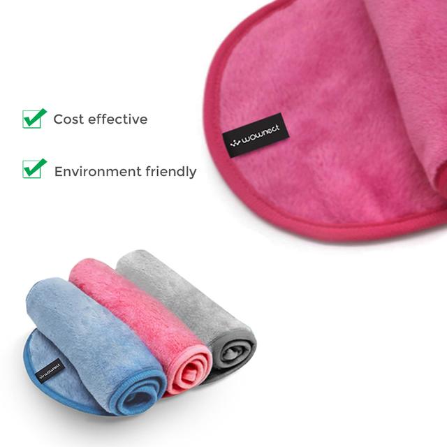 Wownect Makeup Remover Cloth, Soft Microfiber Reusable Facial Cleansing Towel [4 Per Pack] Machine Washable Cloth Suitable for All Skin Types - Black Pink,Blue,Grey - SW1hZ2U6NjM4ODc1