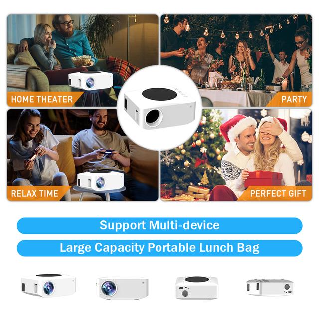 Wownect Mini Y2 WiFi Projector [ 80 ANSI Lumens/ Screen Size Up to 36-200 inch] [WiFi Wireless Screen Mirroring] [Support Airplay/MiraCast /DLAN] 1080P Supported Portable Home Theater Video Projector - SW1hZ2U6NjM5MDAy