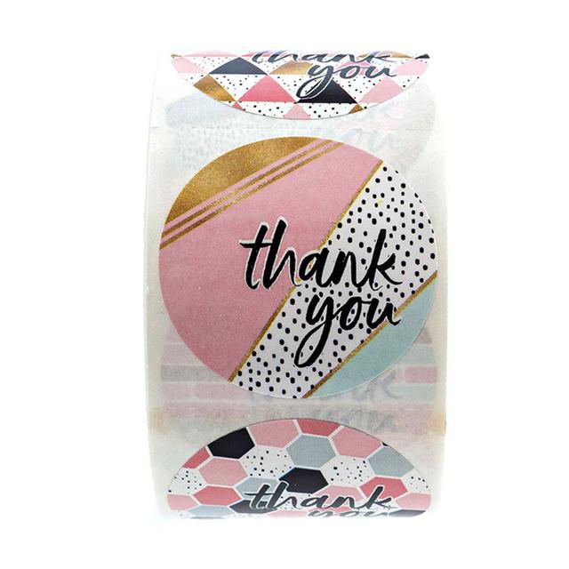 مجموعة ملصقات (ستيكرات) شكر دائرية ملونة 1000 قطعة Pattern Thankyou Sticker Round [1inch][1000 Stickers] - Wownect - SW1hZ2U6NjM5MDE0