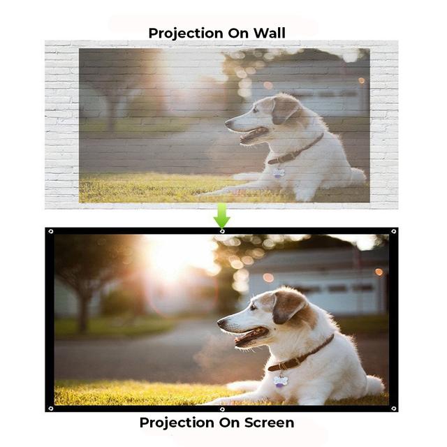 Wownect Projector Screen, 100 inch 16:9 Foldable Anti-Crease 4K Full HD Home Theater Projection Screen For Office Presentation Indoor Outdoor Movie Curtain Gaming Screen [Upgraded 100" Thick Version] - SW1hZ2U6NjM5MDQ3
