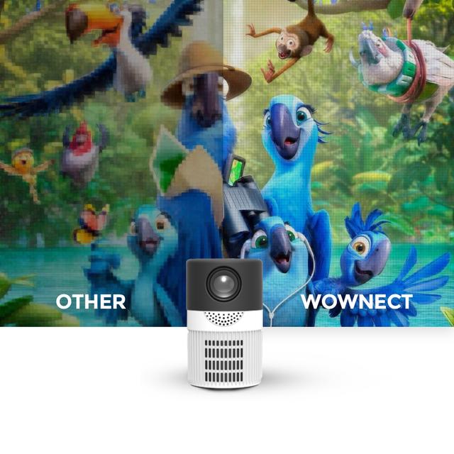 Wownect T400 Mini HD Projector [480 *360 Native resolution/ Screen Size Up to 100’’] Portable Home Theater Outdoor Video Projector Compatible with HDMI, AV and USB, Laptop, Smartphone -White - SW1hZ2U6NjM5MjE2