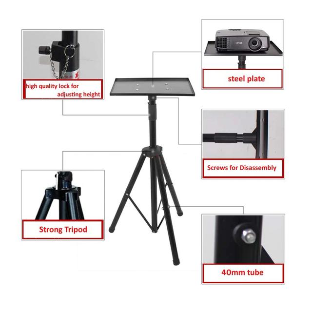 Wownect Universal Speaker Stand Mount Holder, Projector Tripod Stand [Adjustable Height from 40” to 71”] Multi-Functional Tripod Laptop Stand with Mounting Bracket & Rack Tray [ Pack of 2 ] - SW1hZ2U6NjM5Mjkz