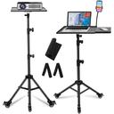 Wownect Universal Workstation Projector Tripod Stand with Wheels, Phone Holder [Adjustable Height upto 61” Tiltable 180 Degrees] Rolling Laptop Desk Tripod For Stage, Studio, DJ Equipment [Pack of 2] - SW1hZ2U6NjM5MzE1
