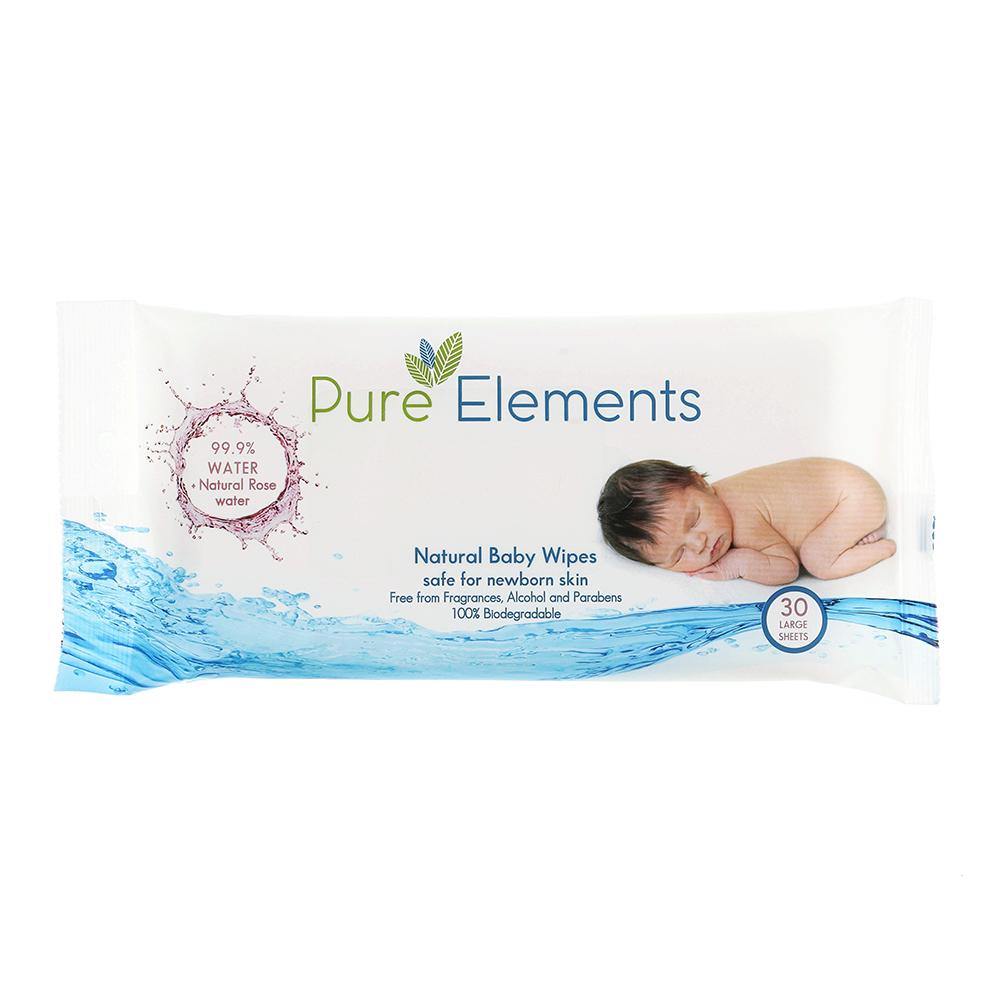 مناديل مبلله (مناديل مبللة للاطفال) - (30 منديل) Rose Natural Baby Wipes - Pure Elements