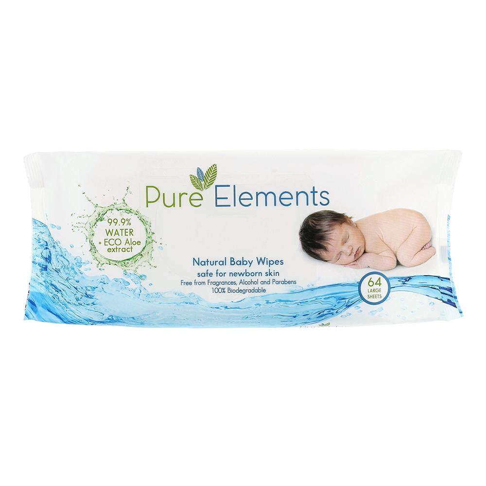 مناديل مبلله (مناديل مبللة للاطفال) - (64 منديل) Aloe Natural Baby Wipes - Pure Elements