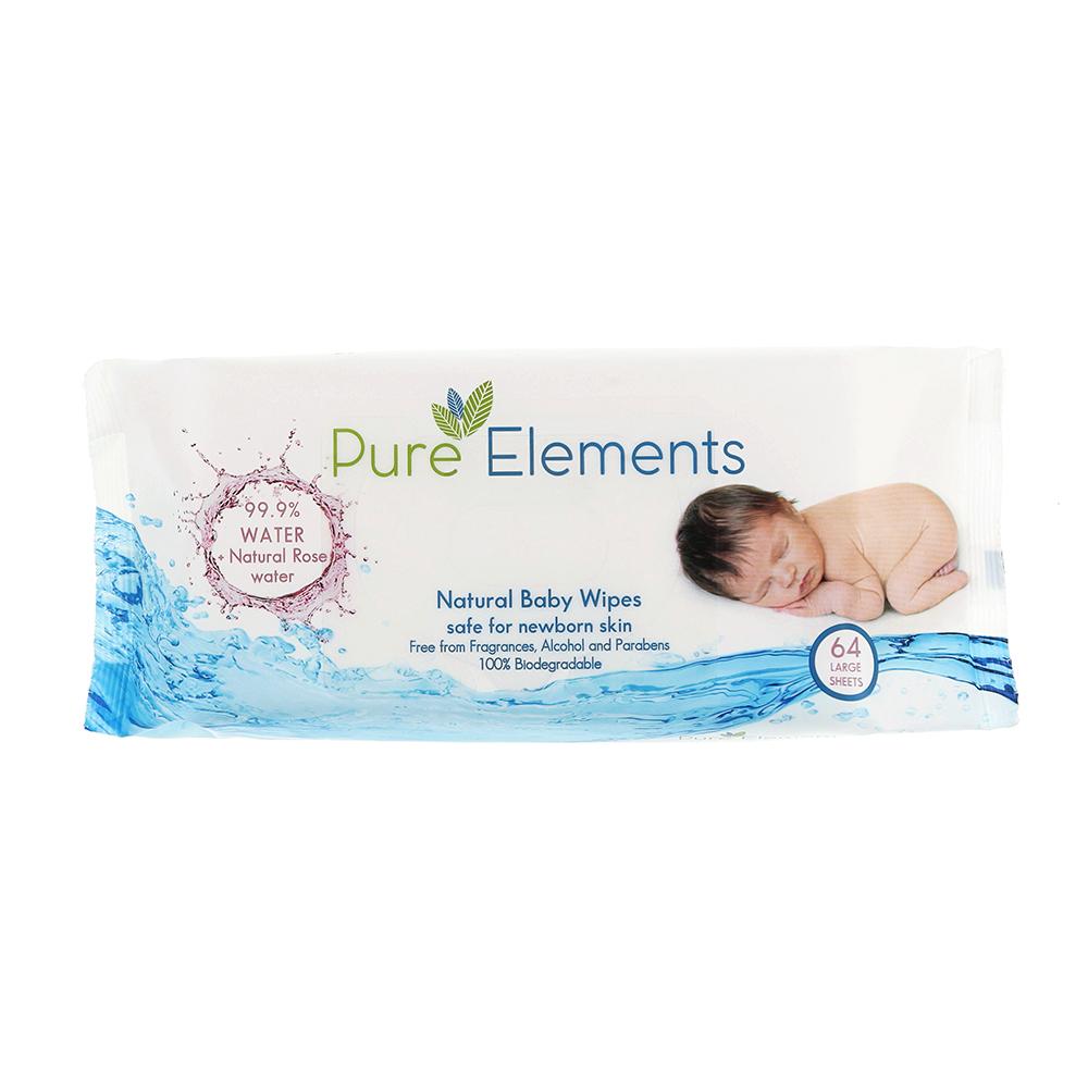 مناديل مبلله (مناديل مبللة للاطفال) - (64 منديل) Rose Natural Baby Wipes - Pure Elements