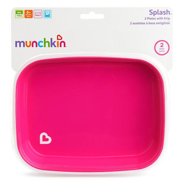 أطباق طعام أطفال سبلاش 2 قطعة بنفسجي و زهري مانشكين Splash Plates 2 Pack - Pink & Purple - Munchkin - SW1hZ2U6NjYxMDIy