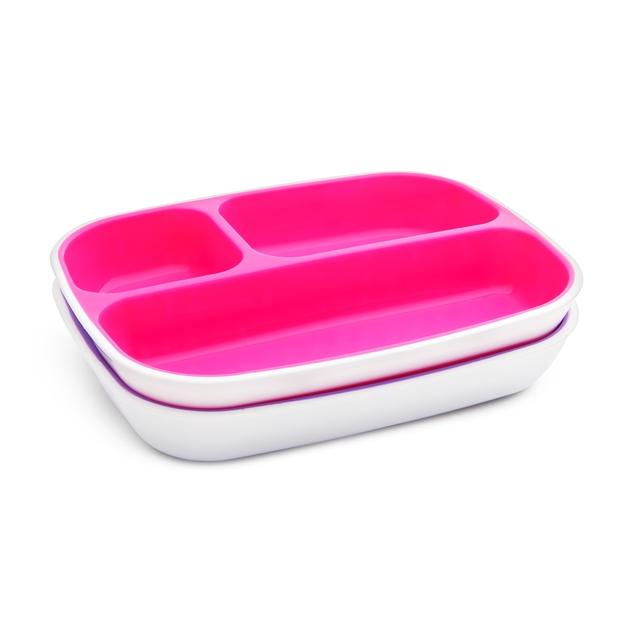 أطباق طعام سبلاش مقسمة للأطفال 2 قطعة زهري و بنفسجي Splash Divided Plates 2 Pack- Pink & Purple - Munchkin - SW1hZ2U6NjYxMDQy