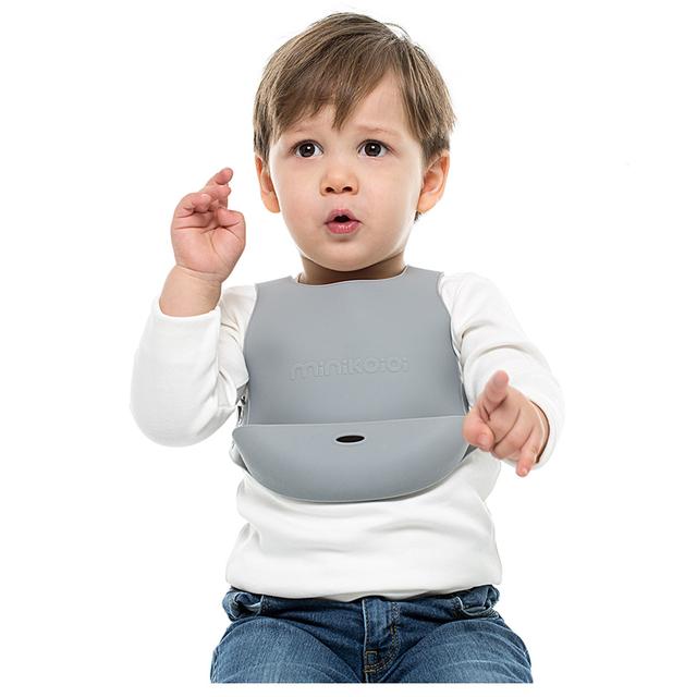 مريلة اطفال (سيليكون) - رمادي Minikoioi Silicone Flexi Bib - SW1hZ2U6NjUyOTE2