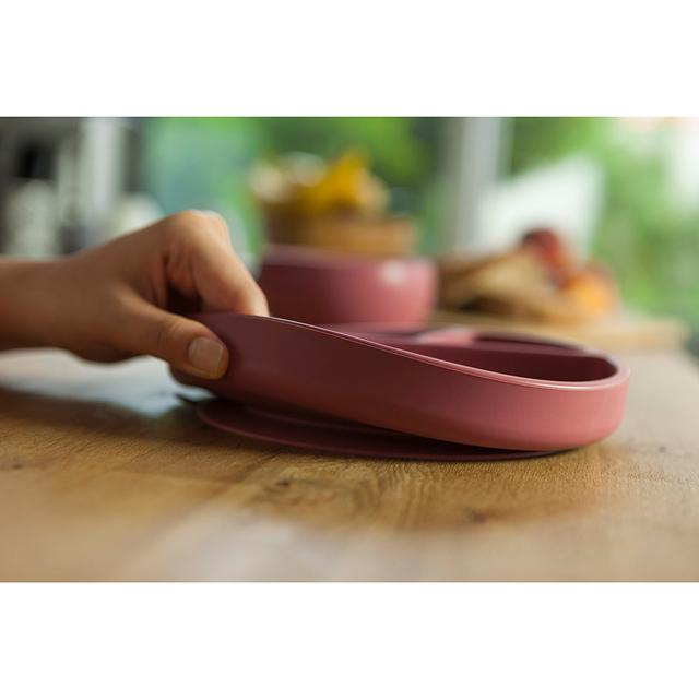 صحن اطفال (صحن مقسم) سيليكون - وردي Minikoioi Silicone Portions Plate - SW1hZ2U6NjUzMTI5