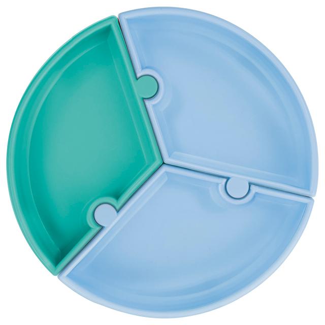 Minikoioi - Silicone Puzzle Plate - Blue/Green - SW1hZ2U6NjUzMTU0