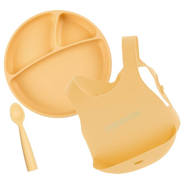 طقم مائدة للاطفال (سيليكون) 3 قطع - أصفر Minikoioi Silicone Feeding Set - SW1hZ2U6NjUzMzAz