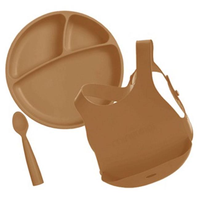 Minikoioi - Silicone Feeding Set SR - Woody Brown - SW1hZ2U6NjUzMzI4