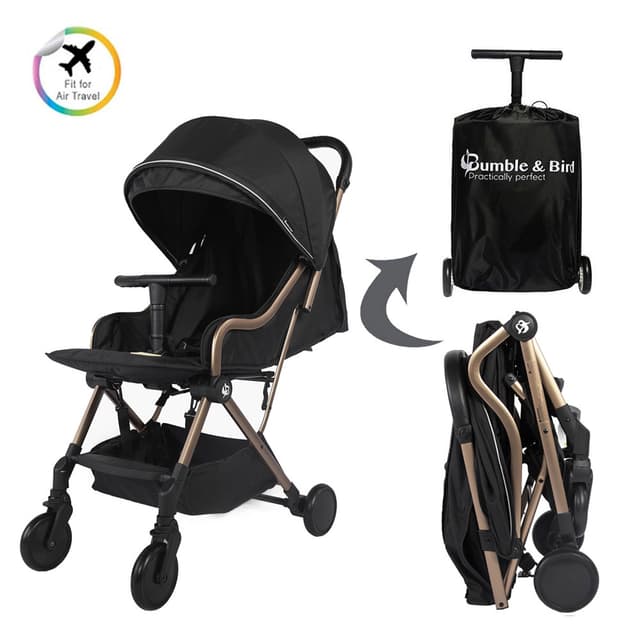 عربة اطفال قابلة للطي - أسود و ذهبي Robin Travel Stroller - Bumble & Bird