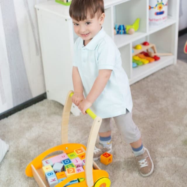 مشاية اطفال مع مكعبات كلاسيك وورلد خشب classic world baby walker with blocks