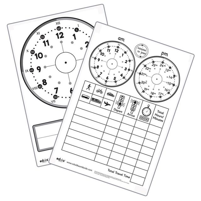 Eduk8 Worldwide - Pupil A4 Time Dry Erase Board - Pack of 30 - SW1hZ2U6NjU1OTI4