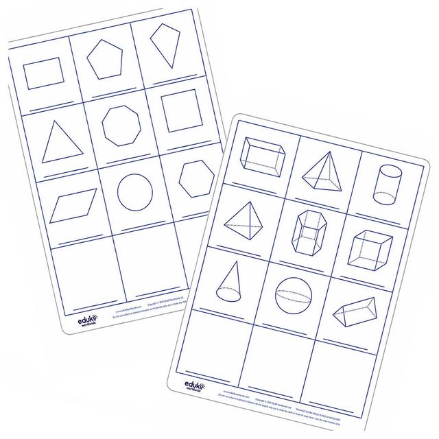 لعبة تعلم الأشكال للأطفال Eduk8 Worldwide Dry Erase 2D & 3D 2 Sided Boards Pack of 30 - SW1hZ2U6NjU2MDA4