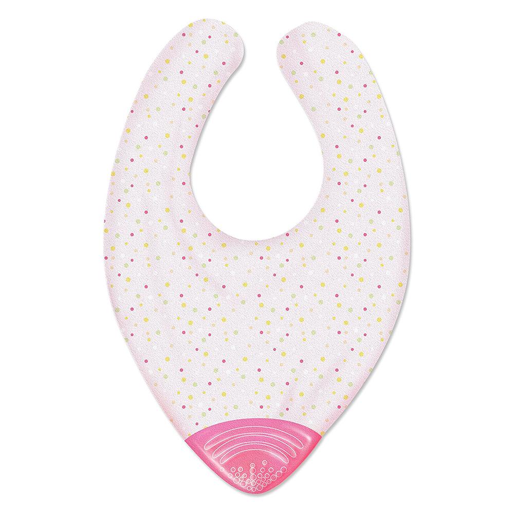 مريلة اطفال شيكو قطنية مع عضاضة سيليكون زهر Chicco Gummy Bib Teether Pink