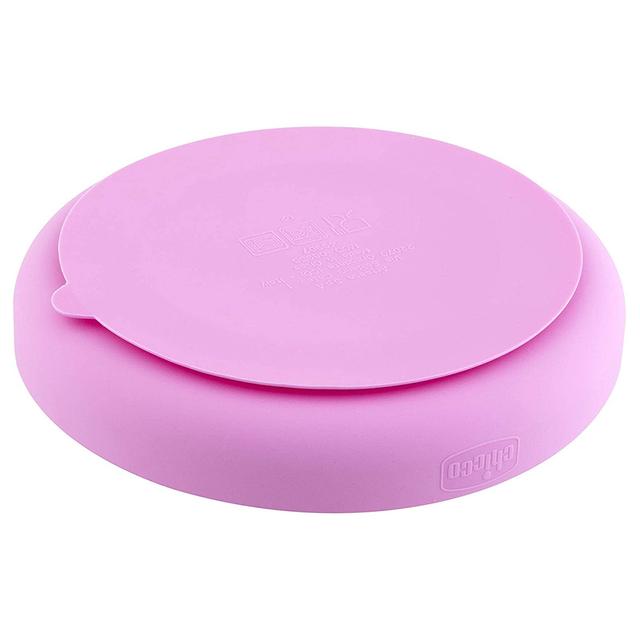 صحن للاطفال شيكو من السيليكون مع قاعدة شفط زهر Chicco Easy Menu Silicone Plate w/ Suction Cup Pink - SW1hZ2U6NjQ3NDEw