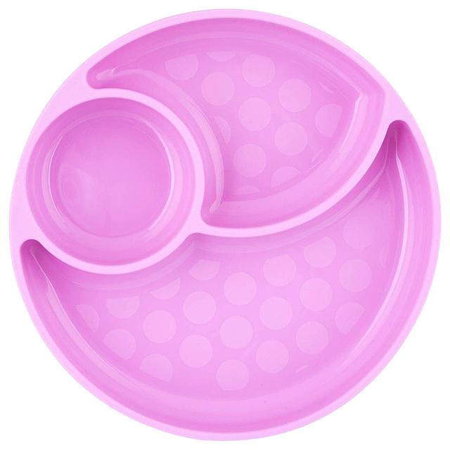 صحن للاطفال شيكو من السيليكون مع قاعدة شفط زهر Chicco Easy Menu Silicone Plate w/ Suction Cup Pink - SW1hZ2U6NjQ3NDA2