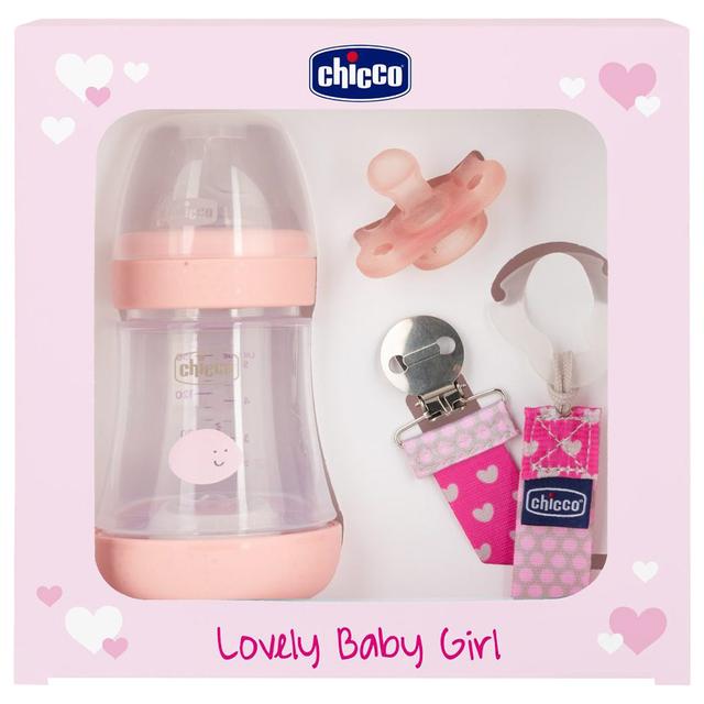 مجموعة هدايا بيرفكت 5 للأطفال حديثي الولادة 3 قطع زهري من شيكو Chicco Perfect 5 Baby Feeding Gift Set Pink - SW1hZ2U6NjQ4NTA0