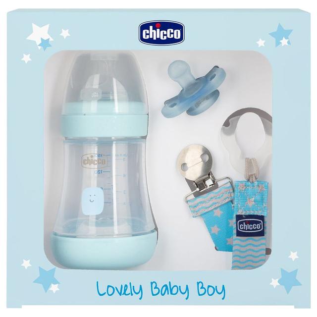 مجموعة هدايا بيرفكت 5 للأطفال حديثي الولادة 3 قطع أزرق من شيكو Chicco Perfect 5 Baby Feeding Gift Set Blue - SW1hZ2U6NjQ4NTE5