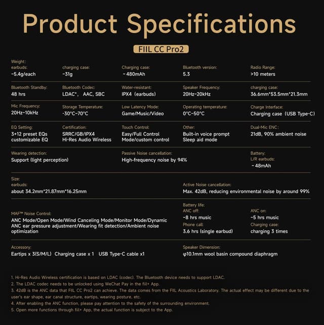 سماعة فيل سي سي برو 2 بلوتوث Fiil CC Pro2 True Wireless Earbuds